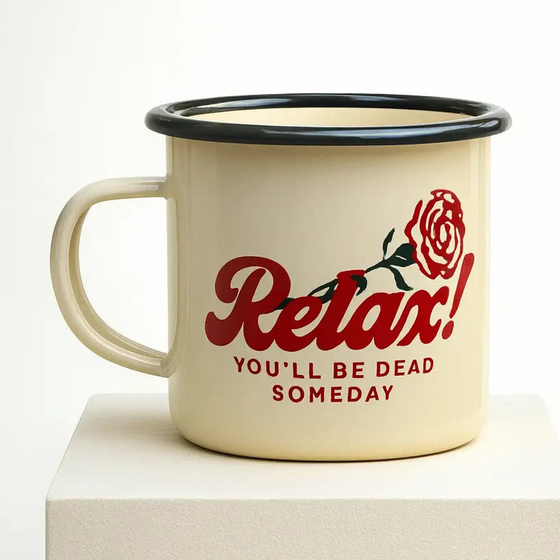 Real Fun Wow! | ‘Relax!' Enamel Mug