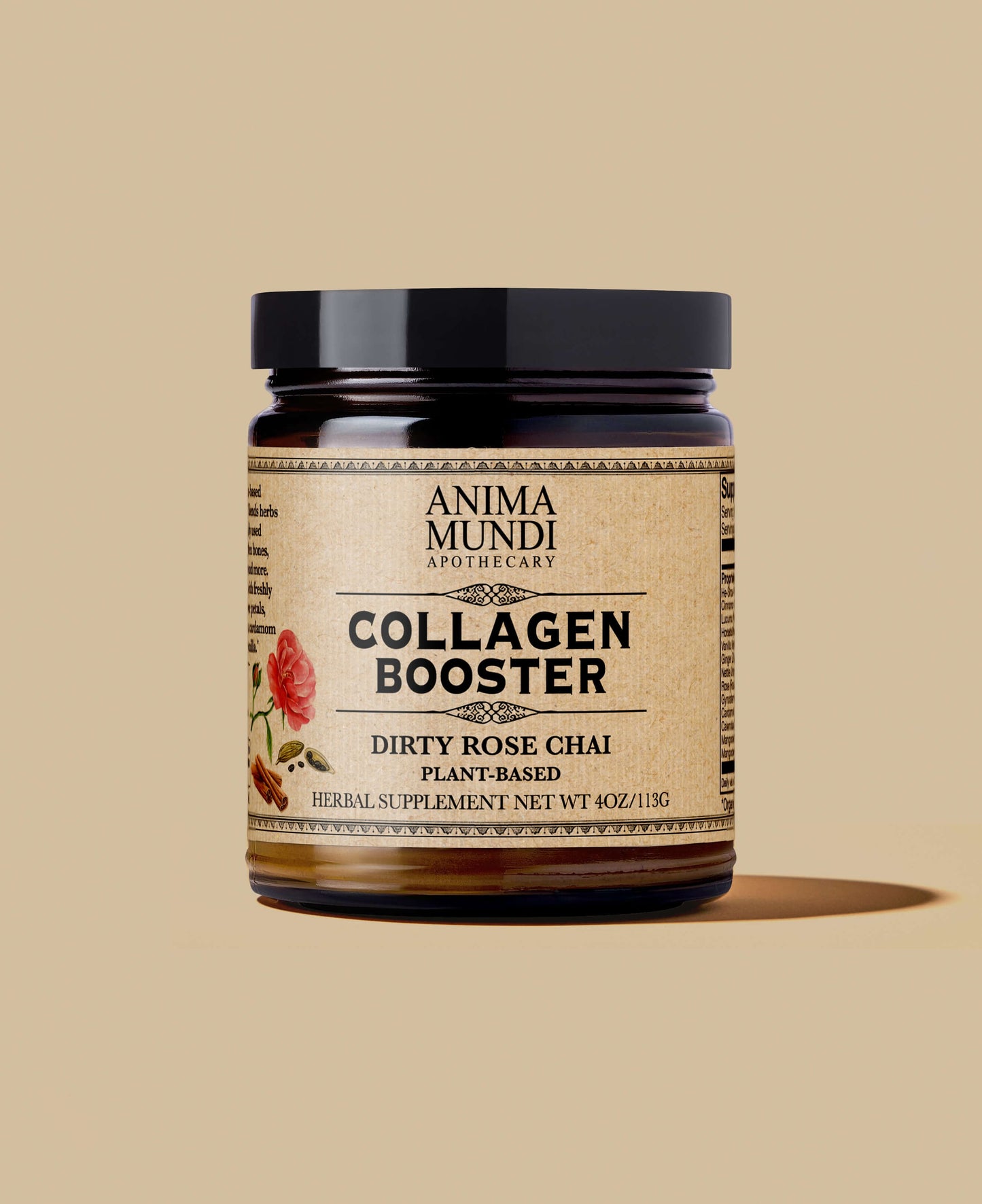 Jar of Anima Mundi Apothecary Collagen Booster on a beige background