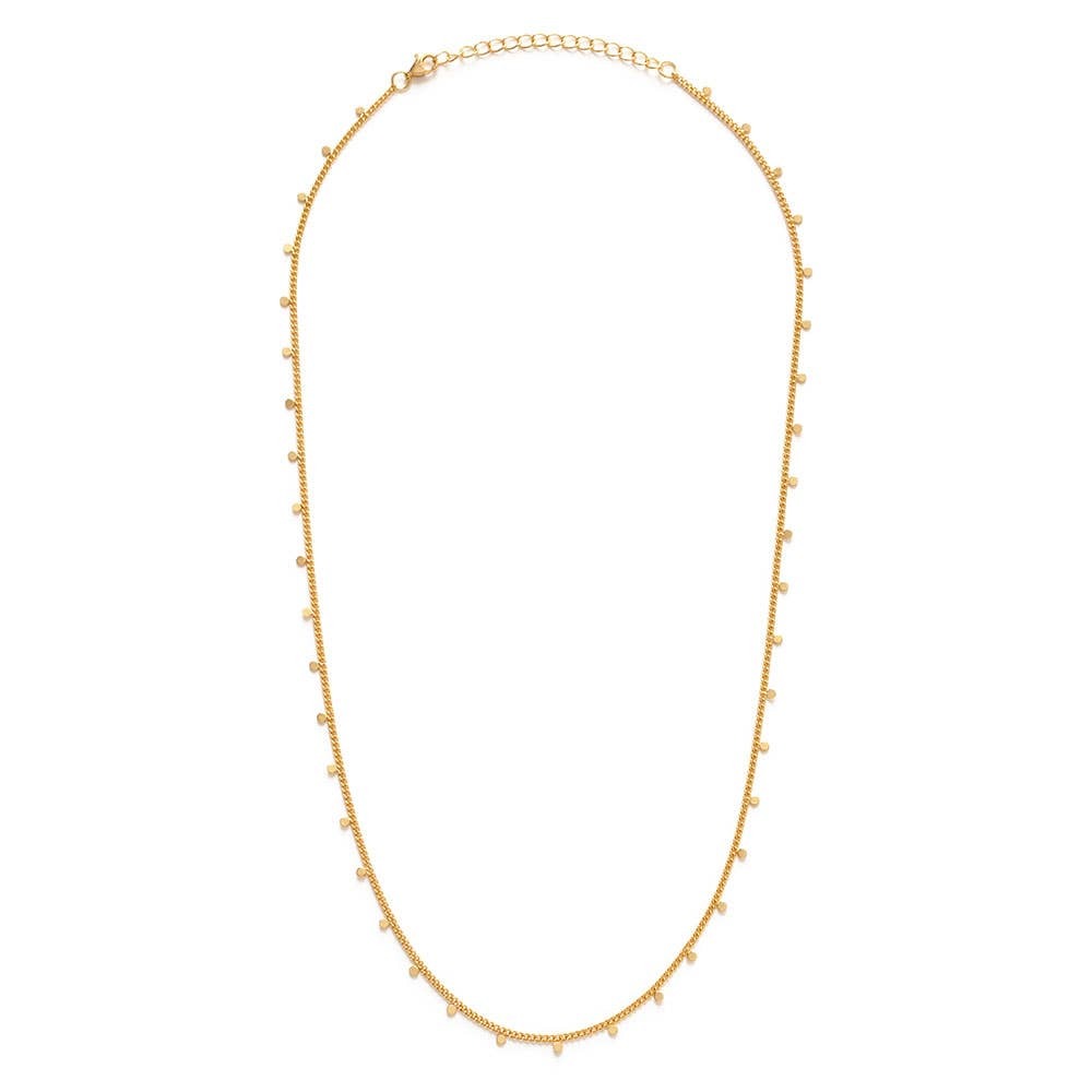 Gold necklace on a white background