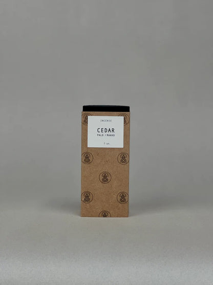 Box of Incense labeled 'Cedar' on a gray background