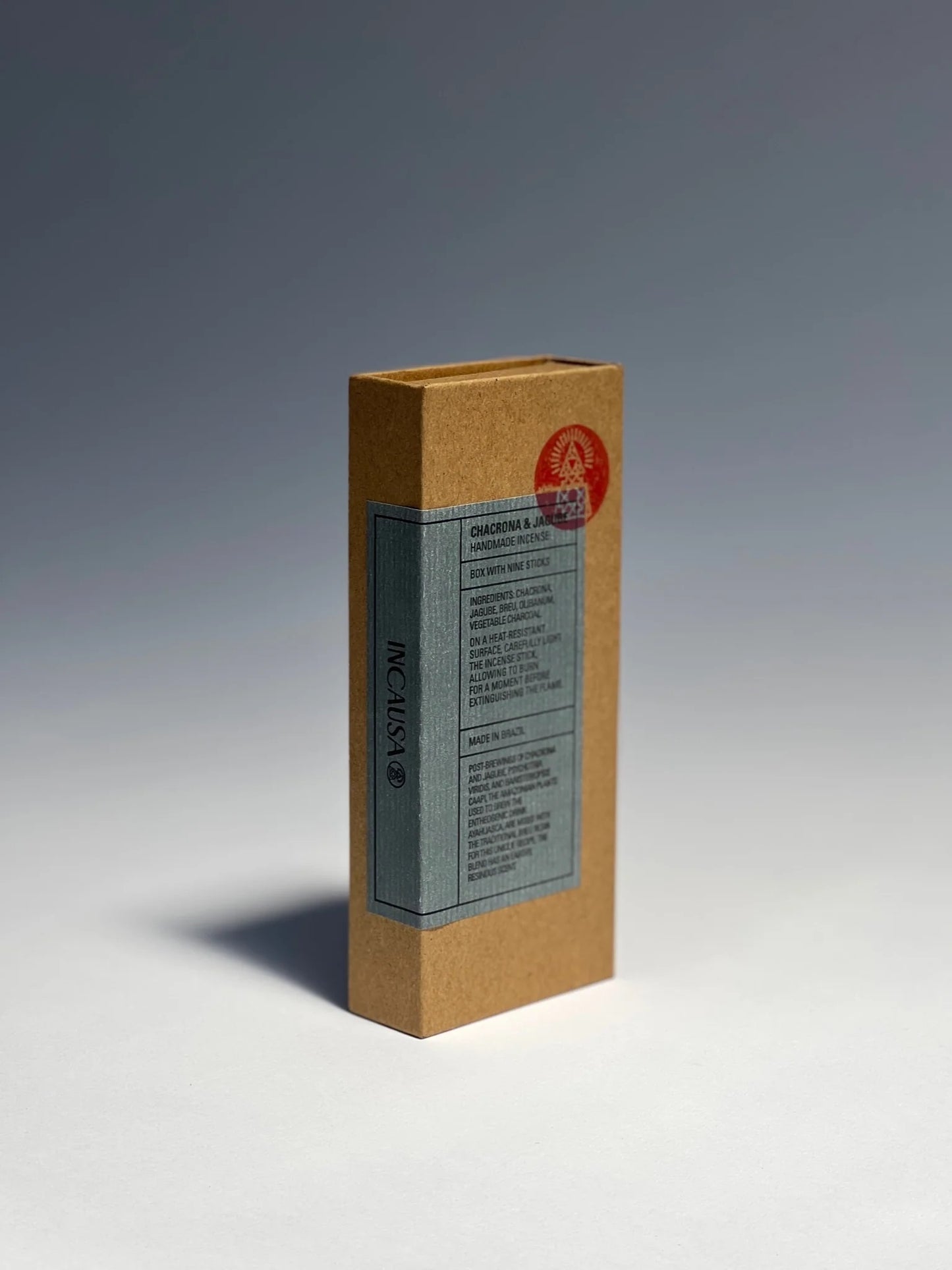 Chacrona Incense - Rectangular cardboard box with a blue label and text on a gradient background