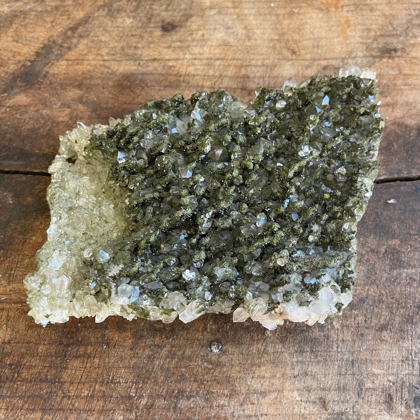 Mineral sample on a wooden surface