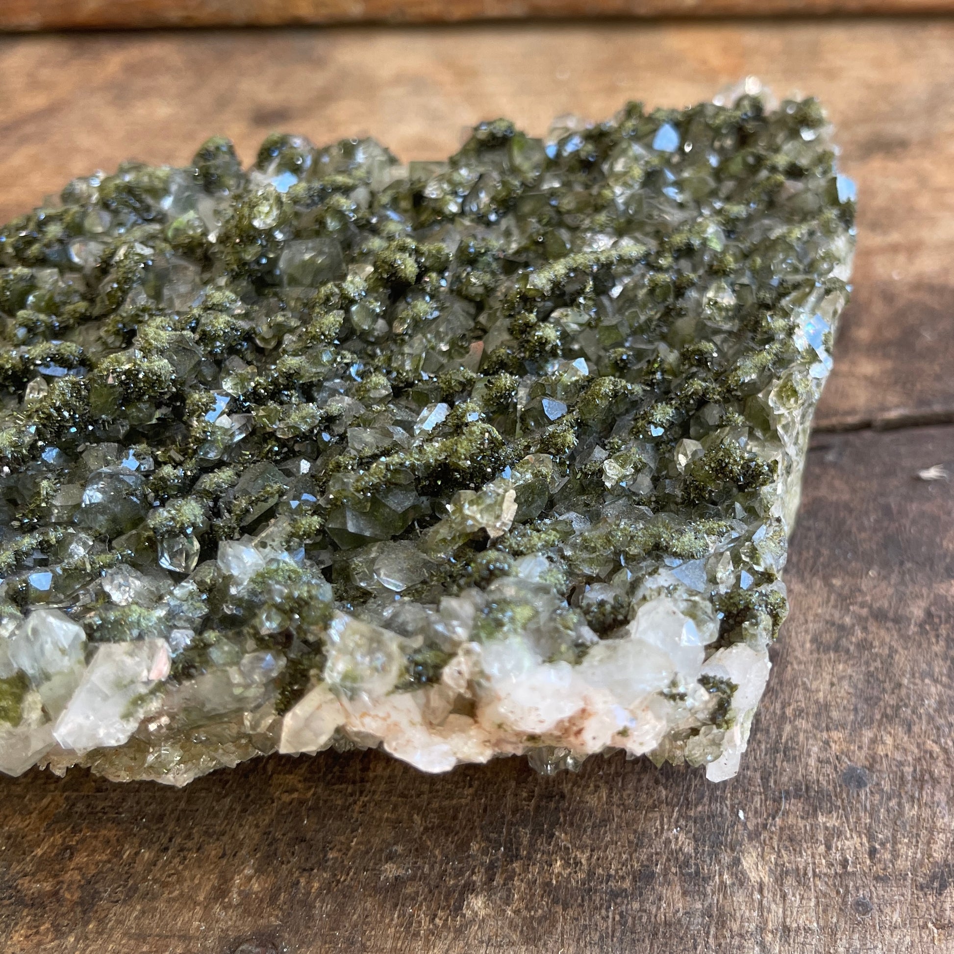 Mineral sample on a wooden surface