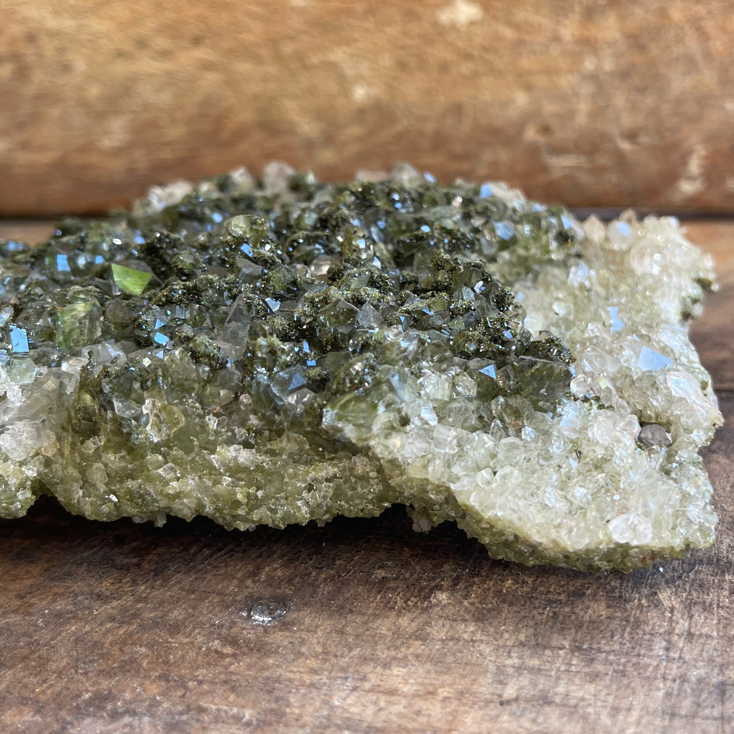 Mineral sample on a wooden surface