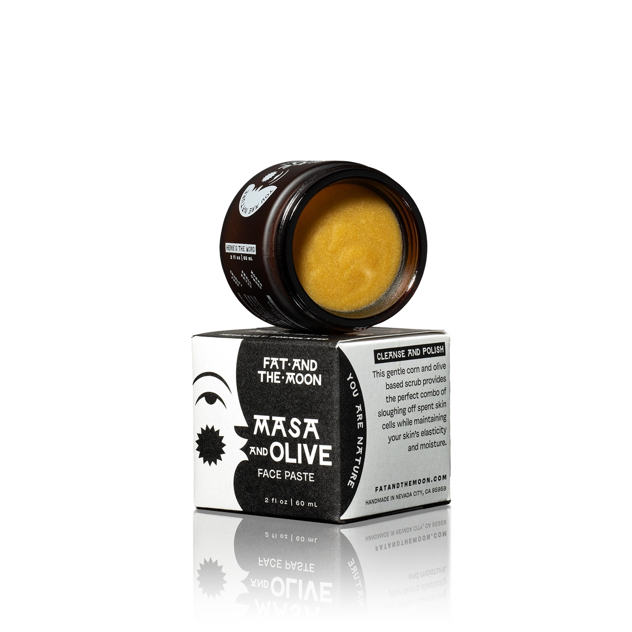 Masa Olive face paste with packaging on a white background