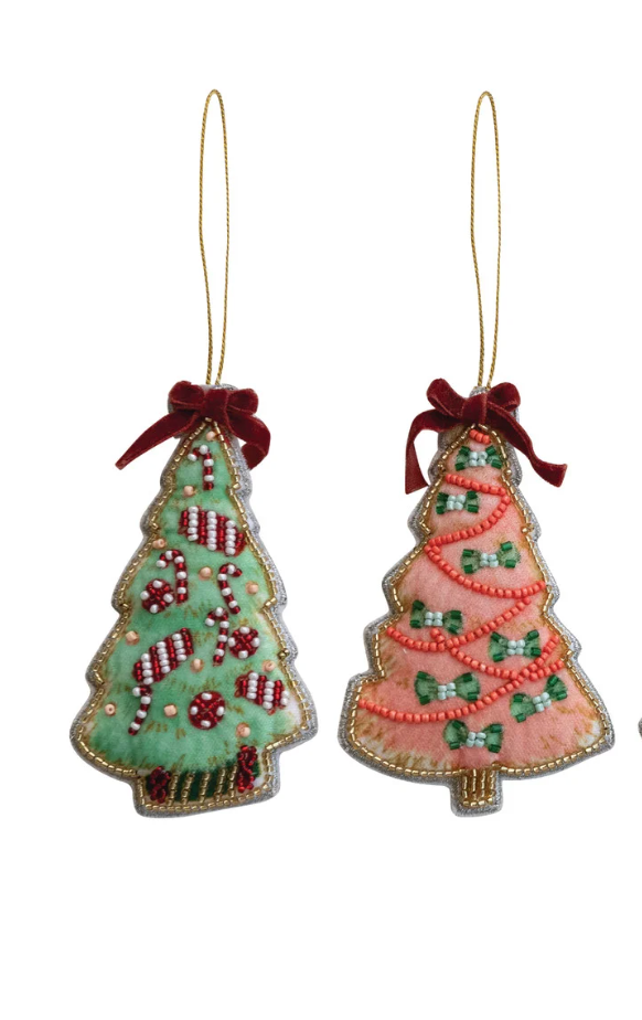 Hand Beaded Christmas Tree Ornament Set