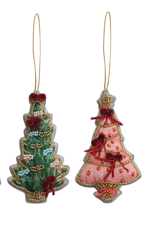 Hand Beaded Christmas Tree Ornament Set style 2