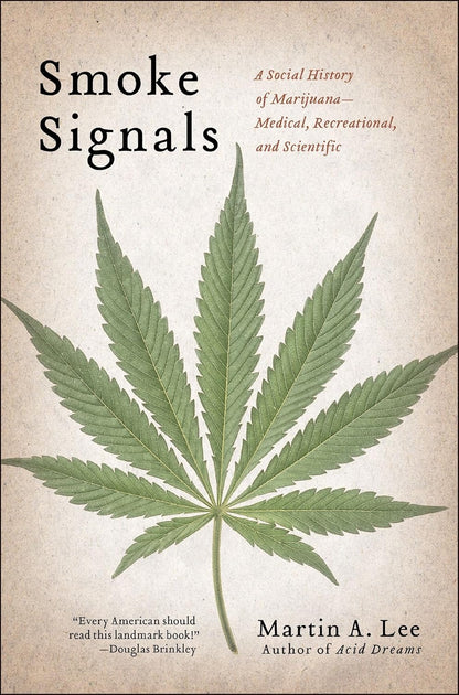 Book cover with marijuana leaf and tan background
