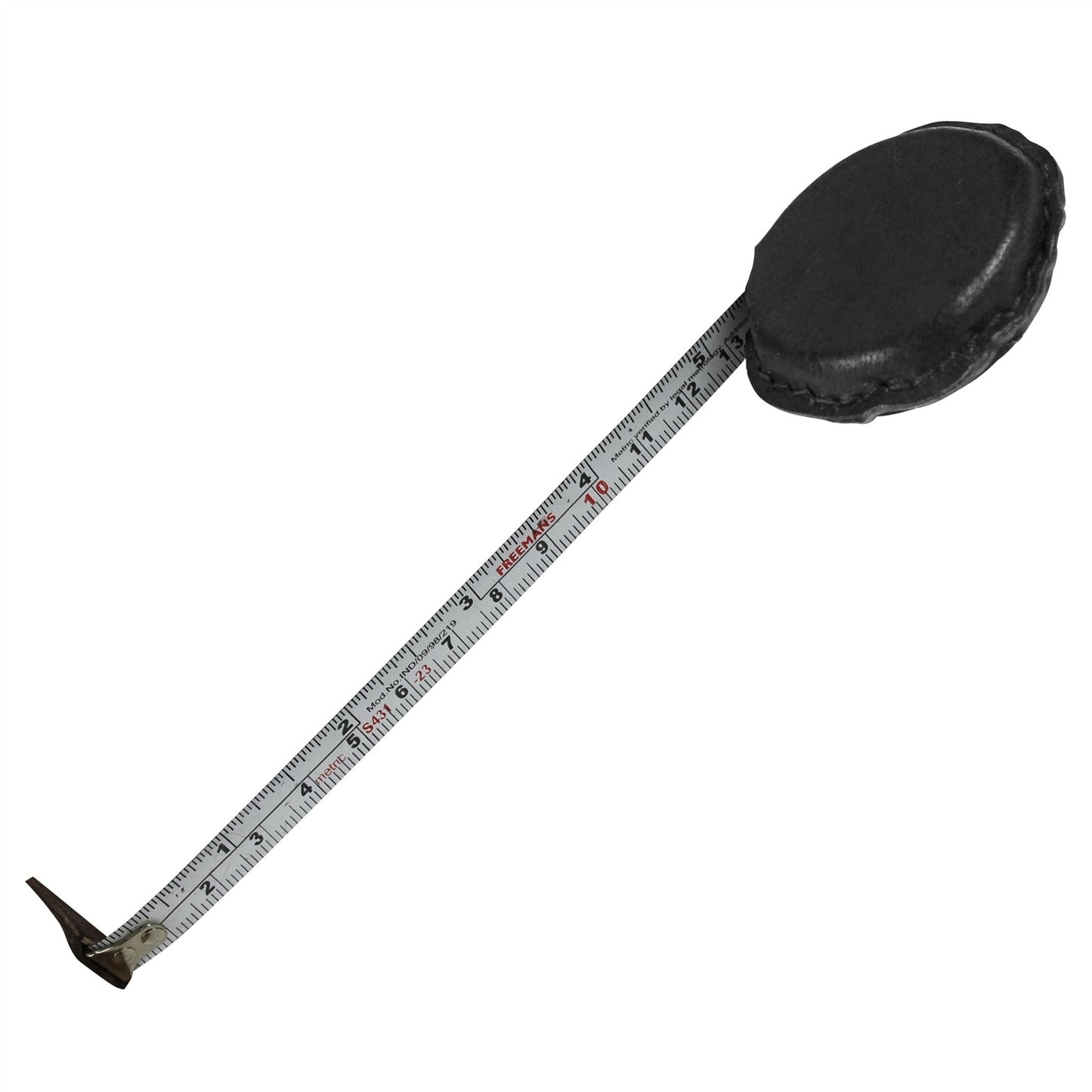 Black tape measure on a white background