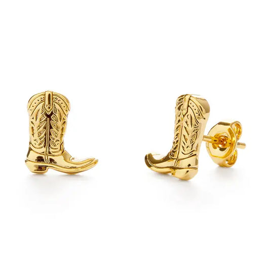 small gold cowboy shaped stud earrings
