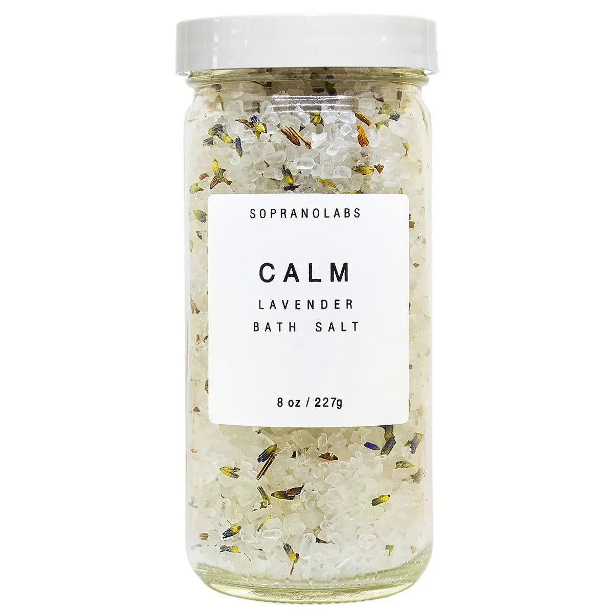 Jar of Sopranolabs Calm Lavender Bath Salt on a white background