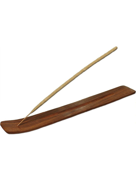 Wooden incense holder with a stick on a white background
